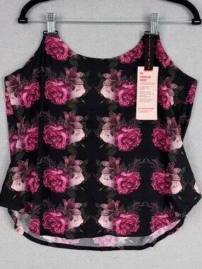 Shefit Tank Top Womens 1LUXE Black Pink Floral Clip Tank Activewear Shirt NWT XL